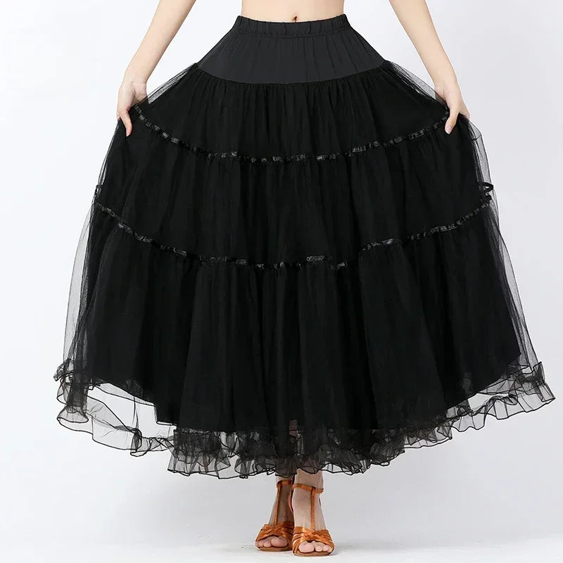 Modern Dance Costumes Fashionable Versatile Mesh Large Skirt Social Performances Dance Dresses Performance Costumes Daily Outfit