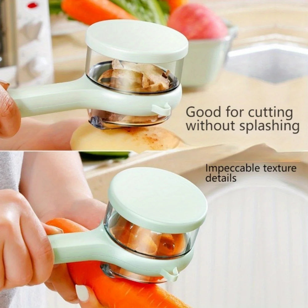 1Pc Multi-Function Fruit Vegetable Peeler with Peel Organizer - Serrated Blades, Easy To Use,Suitable for Kitchen Dormitory Use