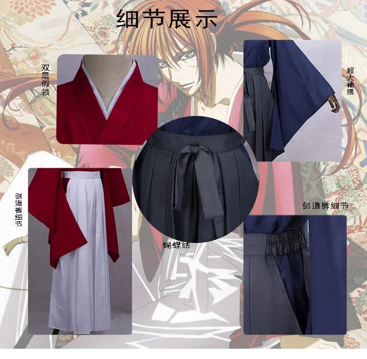 2025 Rurouni Kenshin Himura Kenshin Kimono Cosplay Costume Custom Any Size red blue kimono men Cosplay Kimono