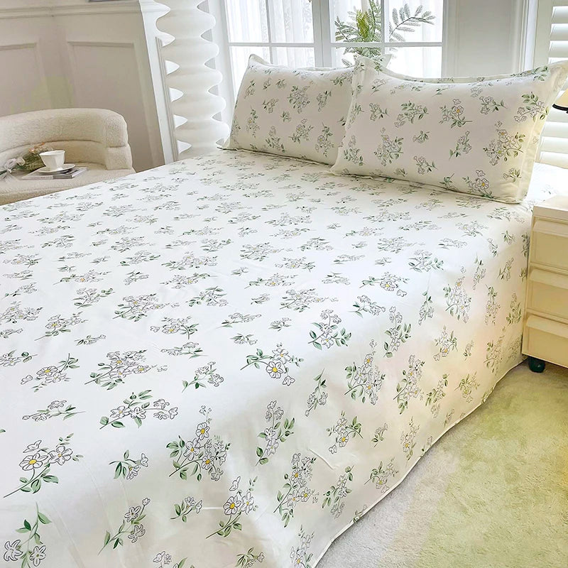 1pc Bed Sheet Flower Printed Top Sheets Single/Queen/King Bedsheet for Double Beds Floral Flat Bed Sheet(without pillowcase)