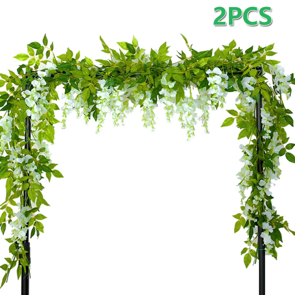 2/4pc 1.8M Wisteria Artificial Flowers Vine Garland Plants Wedding Arch Decoration Fake Plant Leaf Rattan Trailing Wall Flower