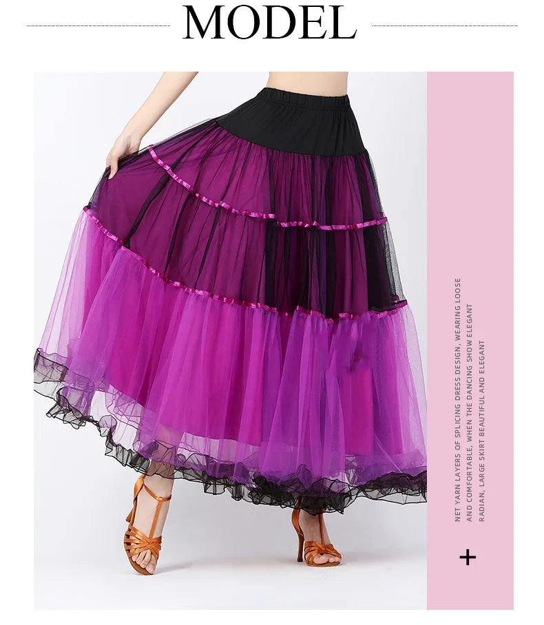 Modern Dance Costumes Fashionable Versatile Mesh Large Skirt Social Performances Dance Dresses Performance Costumes Daily Outfit