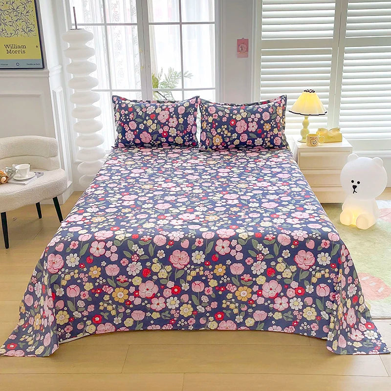 1pc Bed Sheet Flower Printed Top Sheets Single/Queen/King Bedsheet for Double Beds Floral Flat Bed Sheet(without pillowcase)