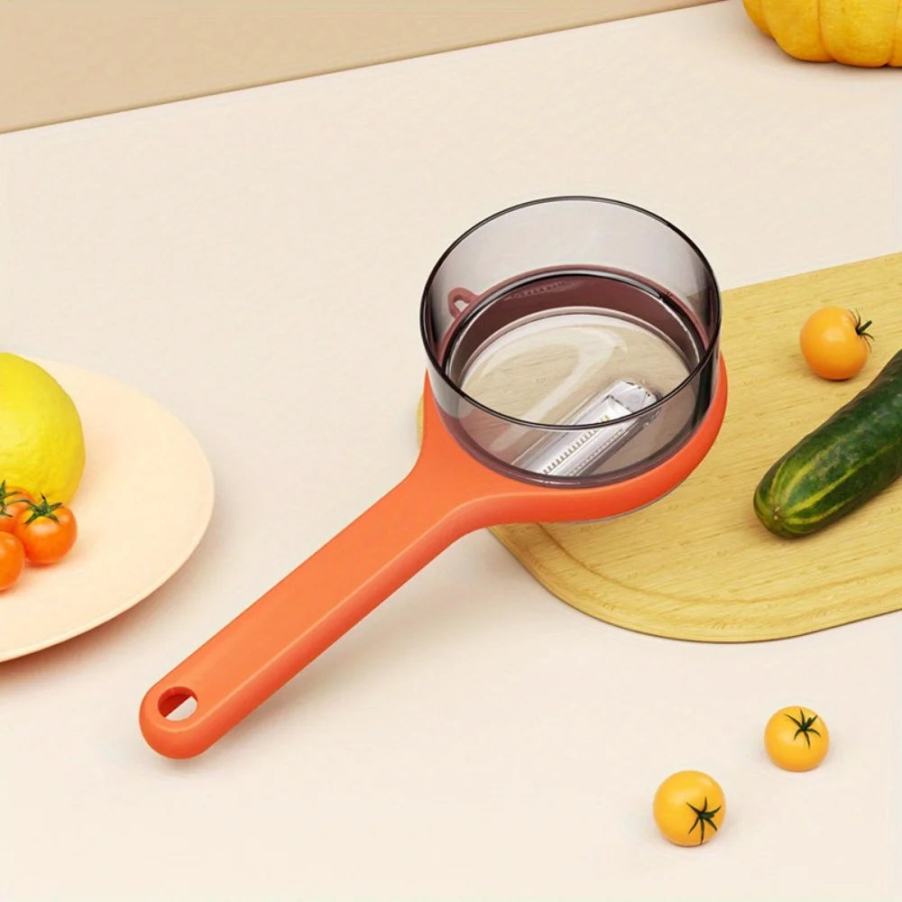 1Pc Multi-Function Fruit Vegetable Peeler with Peel Organizer - Serrated Blades, Easy To Use,Suitable for Kitchen Dormitory Use