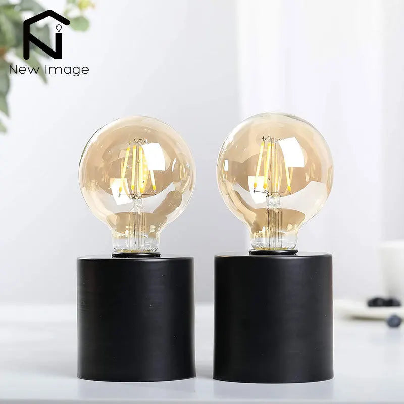 2Pcs Black Battery Powered Table Lamp Wireless Lamps Cordless Light Bedside Lights Candle Holder for Bedroom Wedding Home Decor