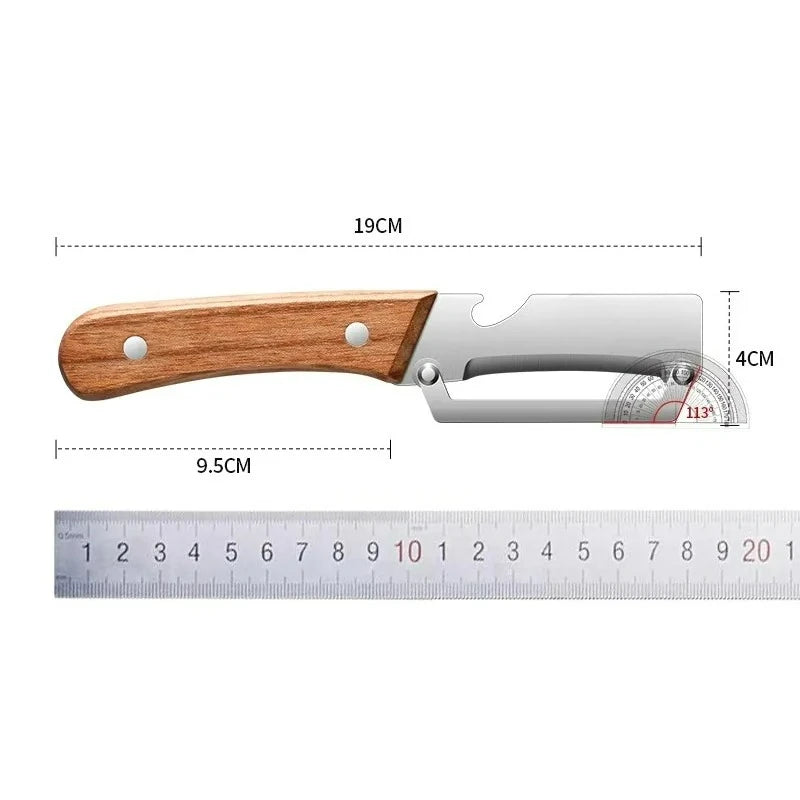 Multi Functional Vegetable Peeler for Kitchen, Premium Peeler with Wooden Handle and Bottle Opener, Stainless Steel Single Blade
