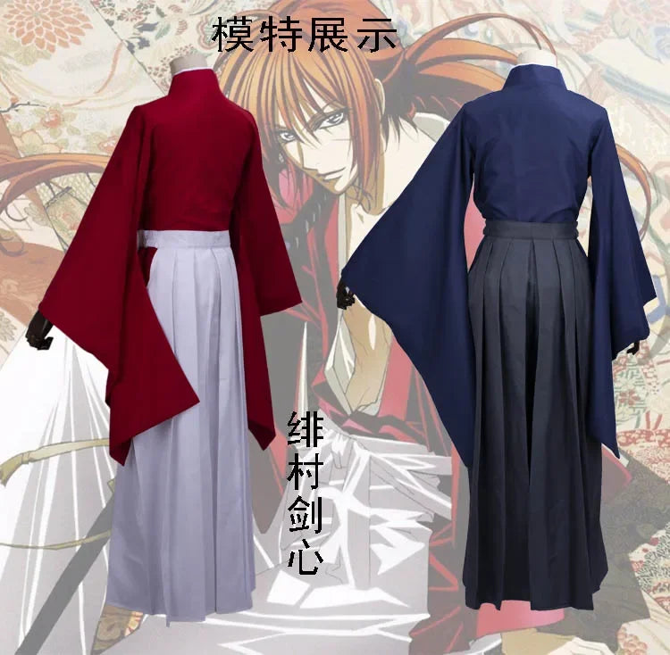 2025 Rurouni Kenshin Himura Kenshin Kimono Cosplay Costume Custom Any Size red blue kimono men Cosplay Kimono
