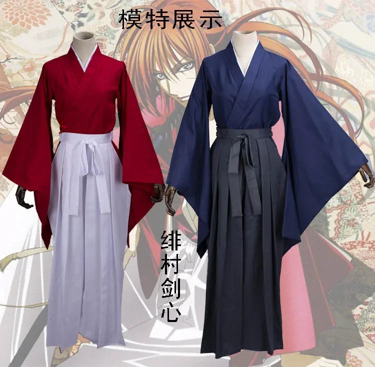 2025 Rurouni Kenshin Himura Kenshin Kimono Cosplay Costume Custom Any Size red blue kimono men Cosplay Kimono