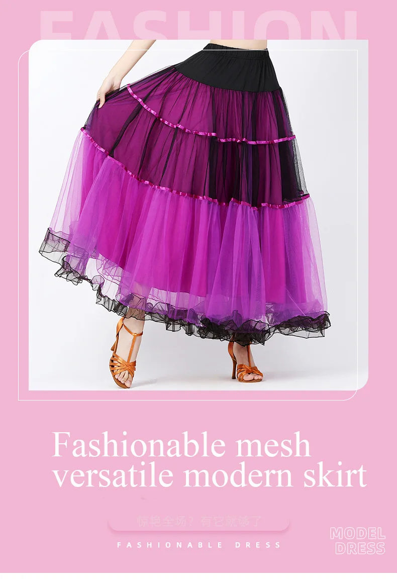 Modern Dance Costumes Fashionable Versatile Mesh Large Skirt Social Performances Dance Dresses Performance Costumes Daily Outfit
