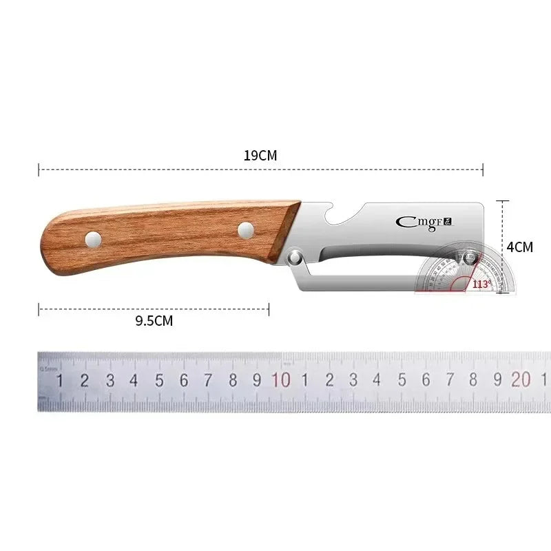 Multi Functional Vegetable Peeler for Kitchen, Premium Peeler with Wooden Handle and Bottle Opener, Stainless Steel Single Blade