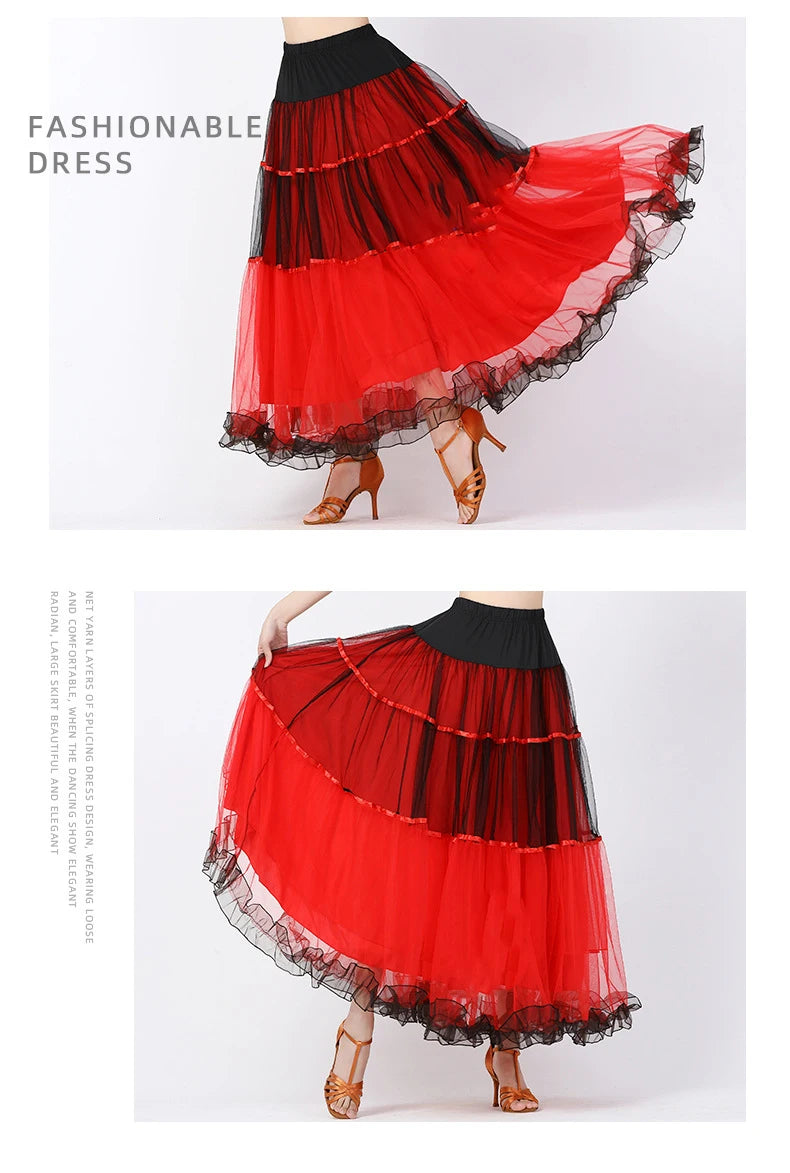 Modern Dance Costumes Fashionable Versatile Mesh Large Skirt Social Performances Dance Dresses Performance Costumes Daily Outfit