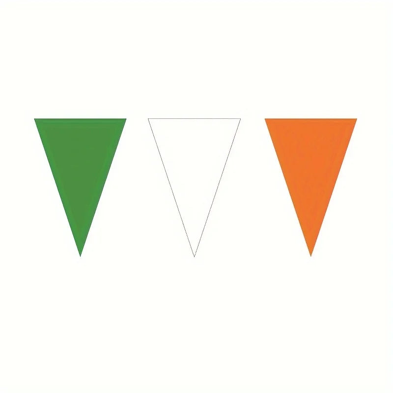 1pc St. Patrick's Day Clover Hanging Flags-Irish Party Decorations, Polyethylene Triangle Banners for Home & Bar Celebrations