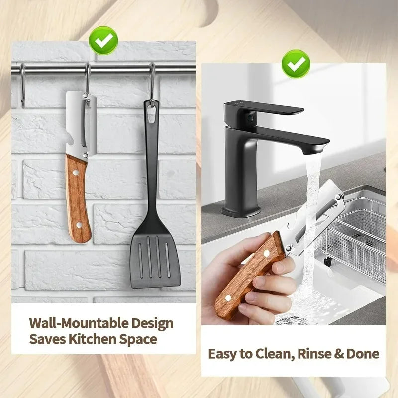 Multi Functional Vegetable Peeler for Kitchen, Premium Peeler with Wooden Handle and Bottle Opener, Stainless Steel Single Blade