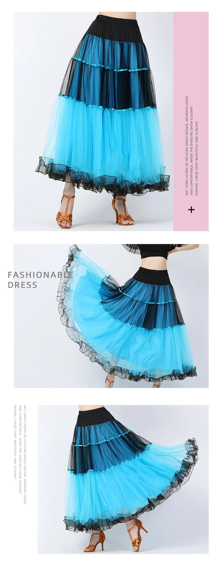 Modern Dance Costumes Fashionable Versatile Mesh Large Skirt Social Performances Dance Dresses Performance Costumes Daily Outfit