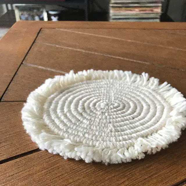 Macrame Placemats Cup Mat Bohemia Tablecloth Coaster Cup Pad Northern non-slip Mat Pure Handcrafted Cotton Braid Insulation Mats